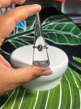 Sterling Silver Purple Gemstone Halo Ring